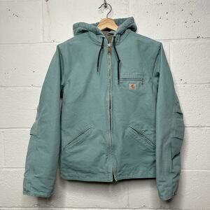 Carhartt Sherpa-Lined Hooded Detroit Jacket “Coastline Blue”